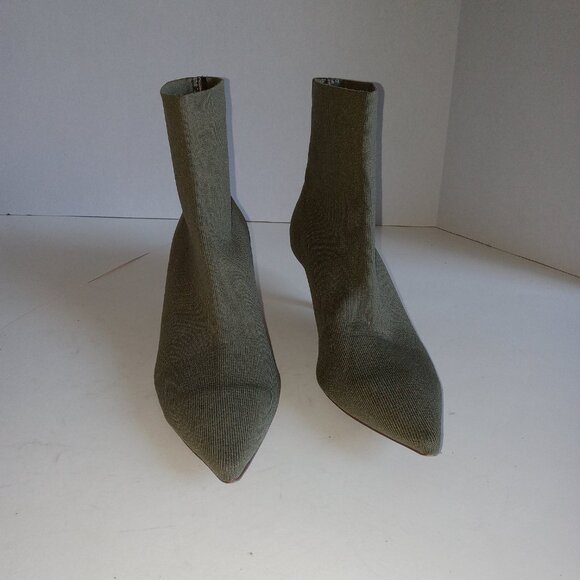 NEW CONDITION - Zara Stretch Dark Green Mid-Heeled(2.6") Ankle Boots -  Size 8.5 - Picture 2 of 3